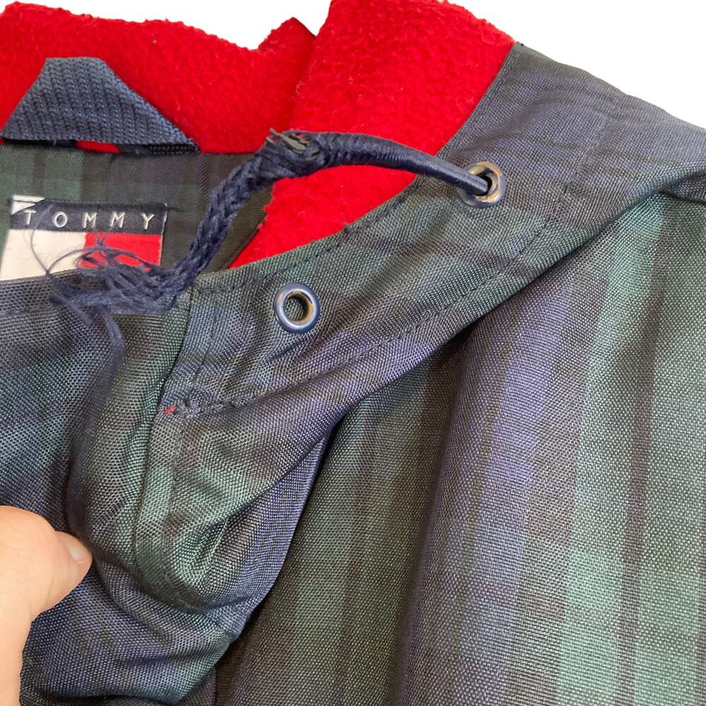 Vintage Y2K Tommy Hilfiger Plaid Hooded Jacket Preppy Sport Sz Large - Picture 15 of 16